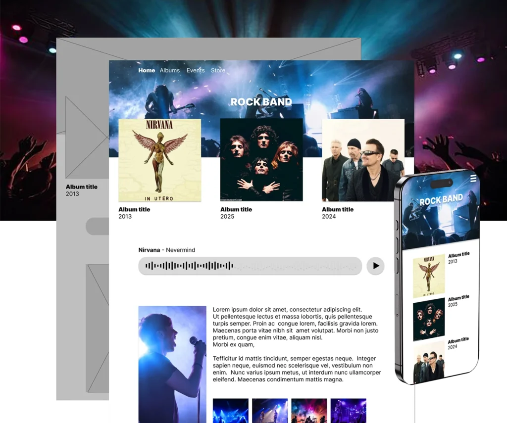 Wireframes and mockups